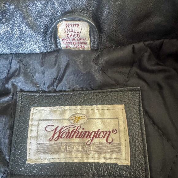 🖤 Vintage Worthington Black Leather Duffle Coat with Yellow Toggles 🖤 - Picture 5 of 6